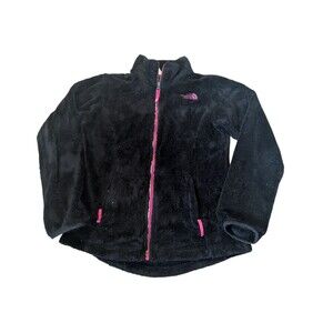 THE NORTH FACE Black Pink Fleece Full Zip Coat Jacket Girls Size M 10-12